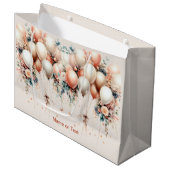 Kleurrijke Witte Perzik Bloemen Ballonnen Elegant Groot Cadeauzakje (Voorkant Gekanteld)