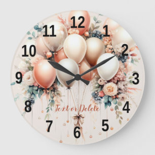 Kleurrijke Witte Perzik Bloemen Ballonnen Elegant Grote Klok