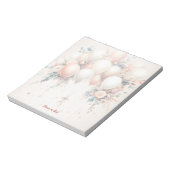 Kleurrijke Witte Perzik Bloemen Ballonnen Elegant Notitieblok (Gedraaid)