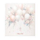 Kleurrijke Witte Perzik Bloemen Ballonnen Elegant Notitieblok (Voorkant)