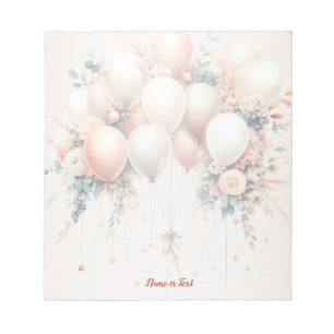 Kleurrijke Witte Perzik Bloemen Ballonnen Elegant Notitieblok