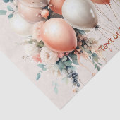 Kleurrijke Witte Perzik Bloemen Ballonnen Elegant Tissuepapier (Detail)