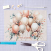 Kleurrijke Witte Perzik Bloemen Ballonnen Elegant Tissuepapier (Craft)