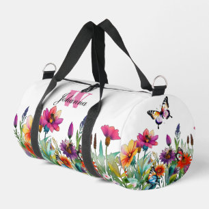 Kleurrijke Witte Waterverf Floral Duffel Bag Plunjezak