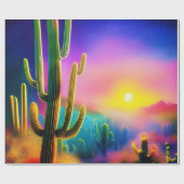 Kleurrijke woestijn zonsondergang cadeaupapier (Vlak)