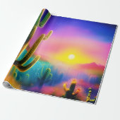 Kleurrijke woestijn zonsondergang cadeaupapier (Uitgerold)