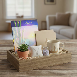 Kleurrijke woestijn zonsondergang gepersonaliseerd notitieblok