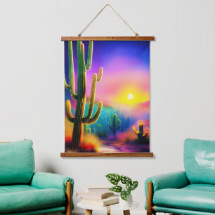 Kleurrijke woestijn zonsondergang hangend wandkleed