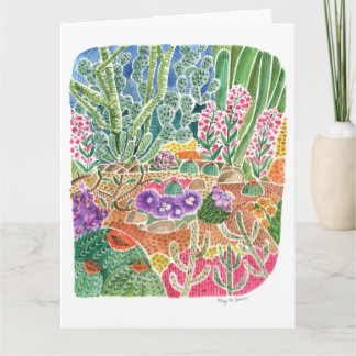 Kleurrijke woestijnlandschap Cactus Waterverf Kaar Kaart