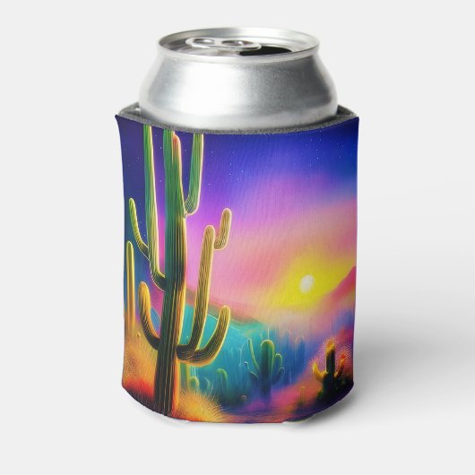 Kleurrijke woestijnzonsondergang blikjeskoeler (Blikje Achterkant)