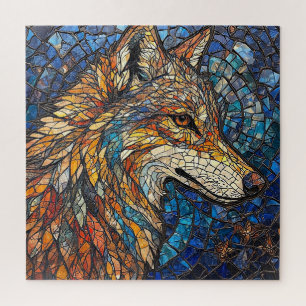 Kleurrijke Wolf Glas Cadeau Voor Dierenliefhebbers Legpuzzel