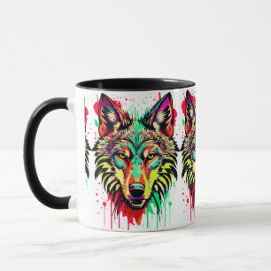Kleurrijke Wolf Head Mok - Wolf Mok - Wolven