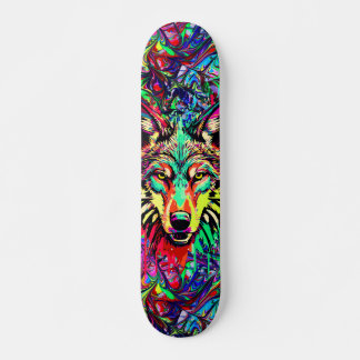 Kleurrijke Wolf Head - Wolf Skateboard Deck