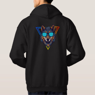 Kleurrijke Wolf met Zonnebril Hoodie, Fun & Trendy Hoodie