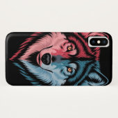 Kleurrijke wolf op een zwarte achtergrond Case-Mate iPhone case (Achterkant (horizontaal))