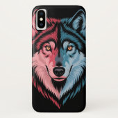 Kleurrijke wolf op een zwarte achtergrond Case-Mate iPhone case (Achterkant)