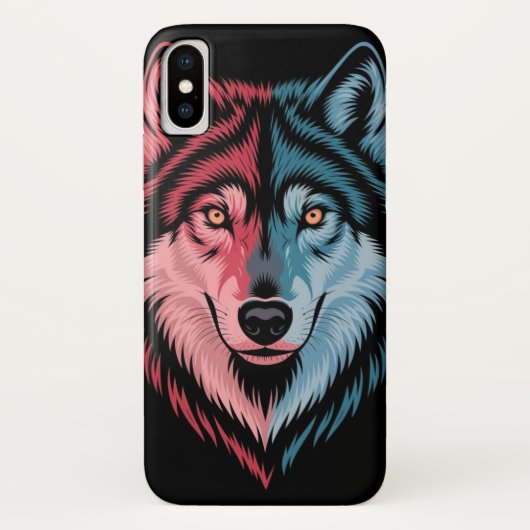 Kleurrijke wolf op een zwarte achtergrond Case-Mate iPhone case (Achterkant)