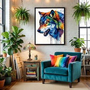 Kleurrijke Wolf  Poster