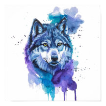 Kleurrijke Wolf Watercolor Kunst - Spirituele Dier