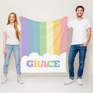 Kleurrijke wolk met 5 letters, regenbooggrondtonen fleece deken