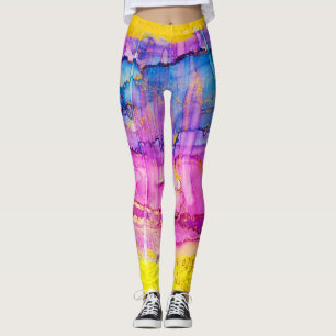 Kleurrijke wolken macro, inkt spatten. leggings