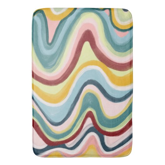 Kleurrijke wollen en vun golven stripes badmat (Voorkant Verticaal)