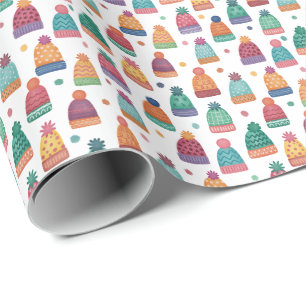 Kleurrijke Wollen Mutsen Winter Cadeaupapier