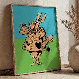 Kleurrijke Wonderland Konijn Illustratie Vintage Poster