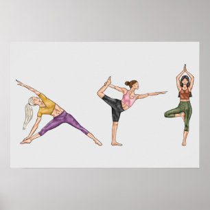 Kleurrijke Work-out Fitness Yoga Houding Balancere Poster