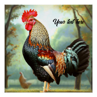 Kleurrijke Wyandotte Rooster Perfect Poster