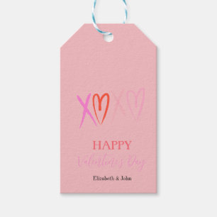 Kleurrijke "XOXO" Hearts Valentijnsdag Cadeaulabel