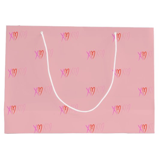 Kleurrijke "XOXO" Hearts Valentijnsdag Groot Cadeauzakje (Achterkant)