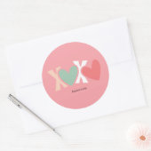 Kleurrijke "XOXO"-Valentijnsdag Ronde Sticker (Envelop)