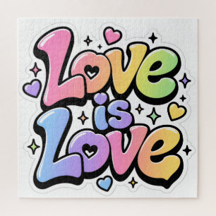 Kleurrijke Y2K Graffiti Love is Love 676-delige Pu Legpuzzel