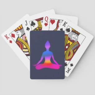 Kleurrijke Yoga Dame Silhouet Speelkaarten