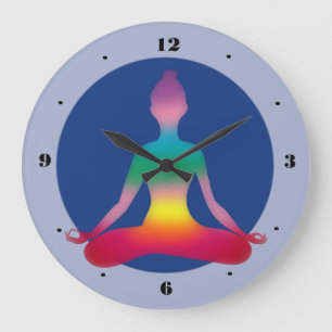 Kleurrijke Yoga Dame Silhouette Wall Clock Grote Klok