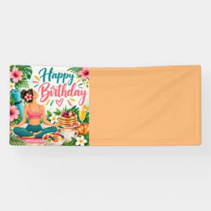 Kleurrijke Yoga en Brunch Feest Spandoek