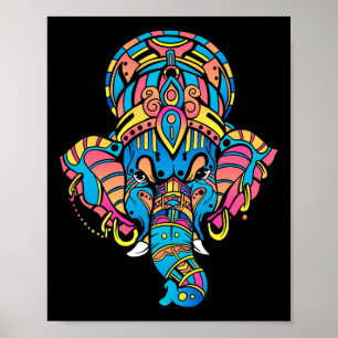 Kleurrijke Yoga Hinduïsme Hindoe Beeldje Ganesha Poster