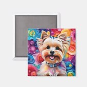 Kleurrijke Yorkie-magneet om uw ruimte op te fleur Magneet (Voorkant / Achterkant)