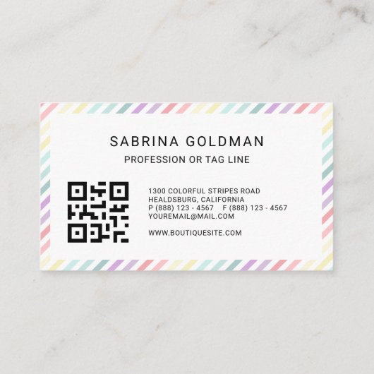 Kleurrijke zachte eenhoornpasta-kleuren QR-CODE Visitekaartje (Achterkant)