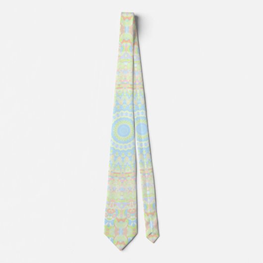 Kleurrijke zachte pastel Boho Trippy Hippie Mandal Stropdas (Voorkant)