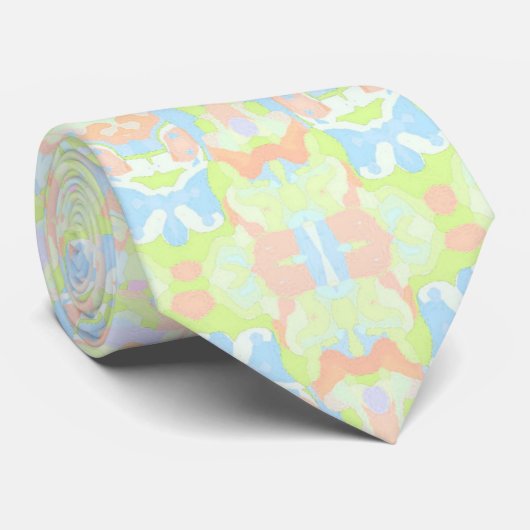 Kleurrijke zachte pastel Boho Trippy Hippie Mandal Stropdas (Opgerold)