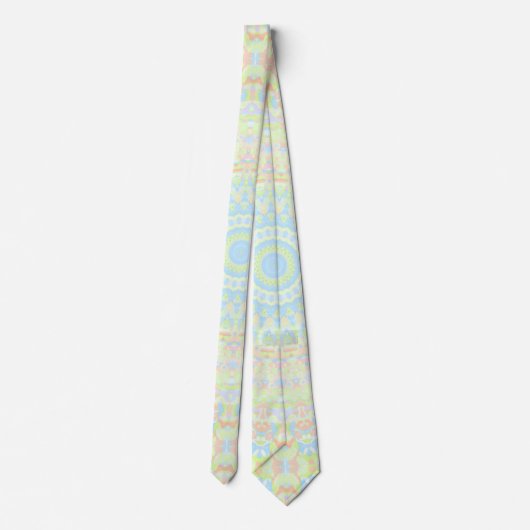 Kleurrijke zachte pastel Boho Trippy Hippie Mandal Stropdas (Achterkant)