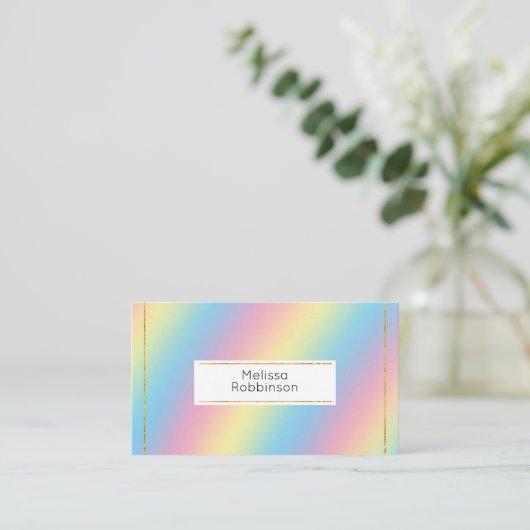 Kleurrijke zachte pastel regenboog gradiënt kleure visitekaartje (Staand voorkant)