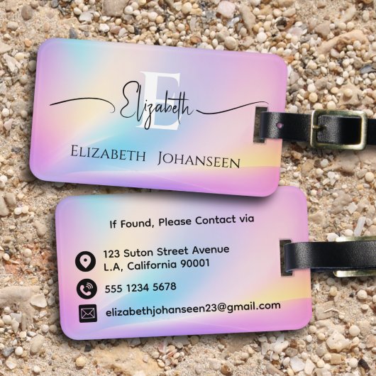 Kleurrijke zachte pastelkleuren Gradient Chic Mono Bagagelabel