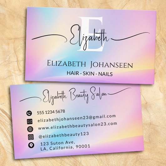 Kleurrijke zachte pastelkleuren Gradient Chic Mono Visitekaartje