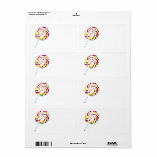 kleurrijke zanderige lolly etiket (Full Sheet)