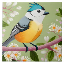 Kleurrijke Zangvogel op Bloeiende Tak
