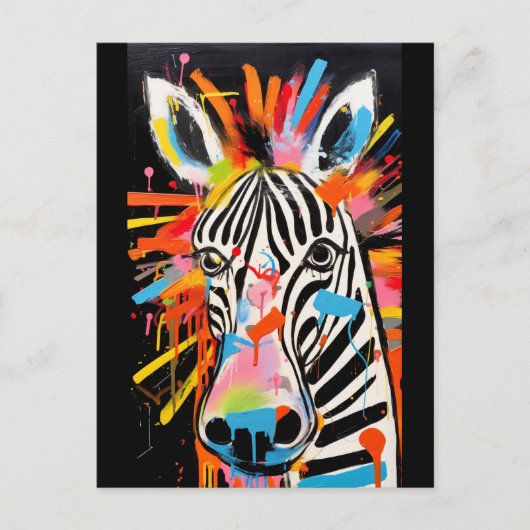Kleurrijke Zebra graffiti Briefkaart (Voorkant)
