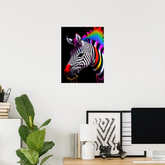 Kleurrijke Zebra Poster (Thuiskantoor)